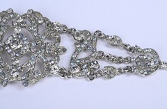VCLM Victorian Style Rhinestone Filigree Statement Bracelet 8.5″