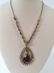 Smoky Stone Pendant & Crystal Goldtone Necklace, Nancy & Rise NR