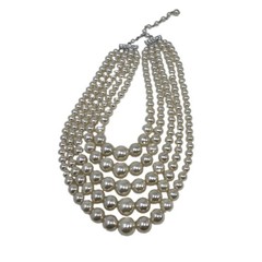 Vintage 5 Strand Graduated Faux Pearl Necklace 14 – 17 Inches Japan Ivory