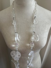 Vtg Chandelier Clear Crescent Moon Hearts and Star Necklace. See pics.