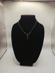 Vintage Liz Claiborne Signed Gold Tone Necklace with Red Marquise Cabochons