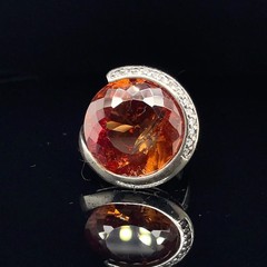 Antique Golden Topaz Ring 925 Sterling Silver Art Deco Pinky Ring