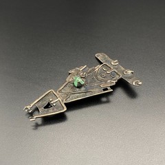 Vintage Tribal Figure 900 Silver Brooch Pin Pendant