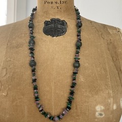 Roxsann Signed Bohemian Natural Stone Statement Beaded Necklace