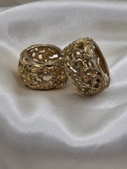 Vintage Napier Wide Hinged Clip Hoop Earrings 1970s Gold Tone Vine Design 1″