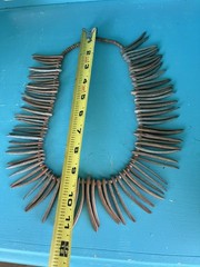 Vintage 70s Necklace Fringed wood with beads Tribal Jewelry