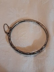 Vtg 925 Sterling Silver Marcasite Mother of Pearl MOP Oval Link Bracelet 7”