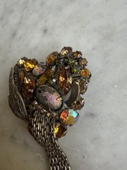 Vintage Glass Rhinestone Brooch Attributed To Alice Caviness (??) Unsigned