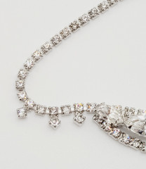 Elegant Swag Design Sparkling Rhinestone Silver Tone Art Deco Style Vtg Necklace