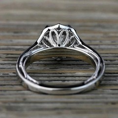 Art Deco Cushion Lab Created Diamond Valentine’s 14Ct White Gold Finish Ring Set