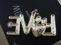 “LOVE” Word PENDANT Gold Tone METAL & Multi Color RHINESTONES Bling