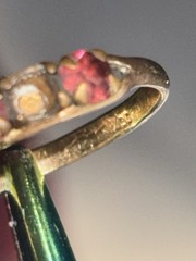 Vintage Gold Filled Ring Red Stones Missing Center Stone Estate Jewelry Size 7
