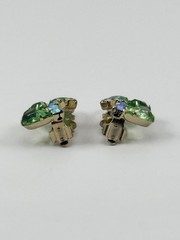 Vintage Brooch & Earrings Set W/ Green & AB Stones