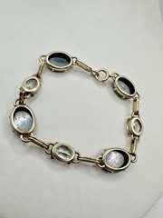 Antique Old VTG Gold Filled Tennis Bracelet White Topaz? Estate Sale Rare Read