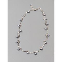 Avon Silver Tone Station Necklace Dangling Bead Drops Minimalist 18″