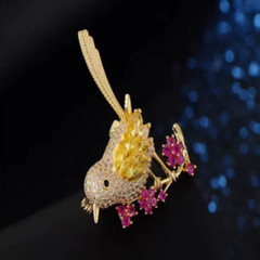 Adorable Colorful Brooch Pin Flower Bird Shiny Zircon Fashion Women Gift Party