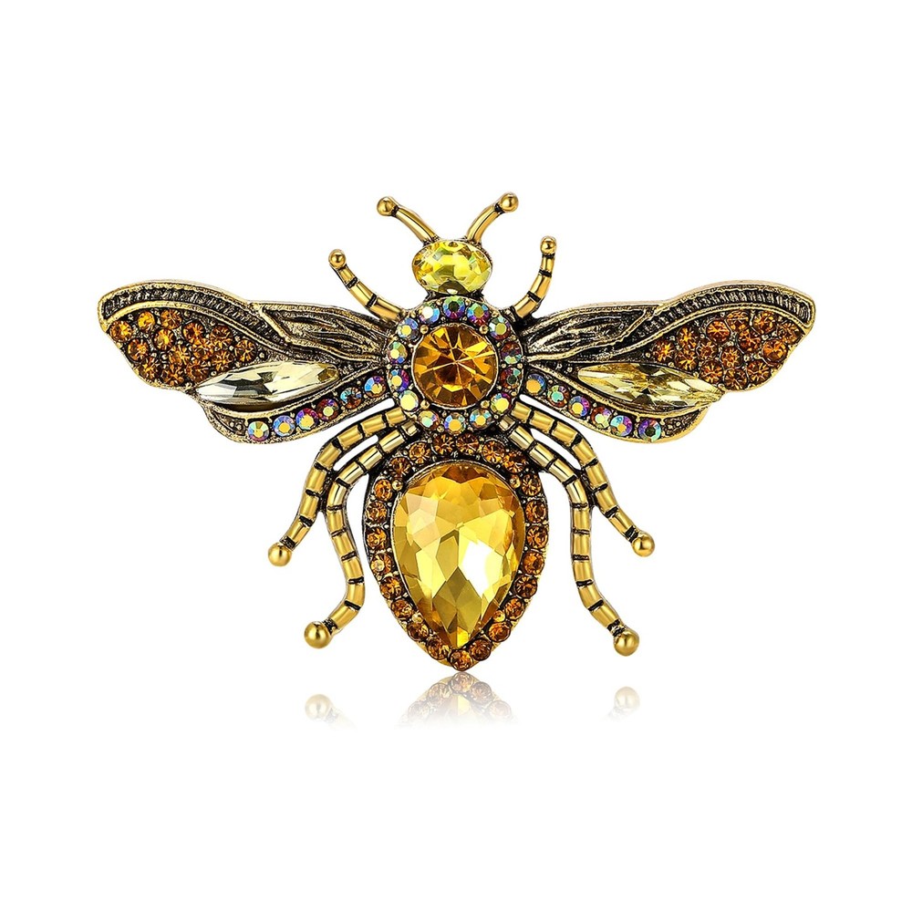 Fashionable Rhinestone Bee Brooch for Women Insect Brooch Dress Suit Pin Acce…