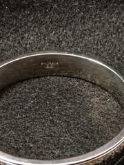 BB Binder Brothers Sterling Hinged Bangle Bracelet Etched Ornate w/ safety chain