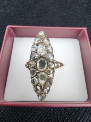 14K Gold 19/20th Century Navette Vertical Marquise Ring