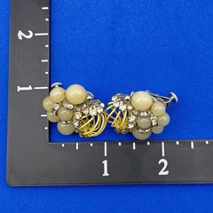 Vintage Vendome Earrings Lucite Bead Rhinestone Enamel Cage Clip Ons Signed 1″