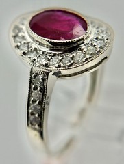 Estate Platinum 1.35 Cttw DIAMOND & RUBY Ring,Sz 6.25, 5.3g approximately