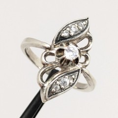 Vintage Elegant RING Silver 925 with Chic Bright Stone -size: 6.75US (17mm) #123