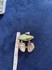 Vintage 925 Sterling Silver Large Freeform Abalone Shell Blister Pendant