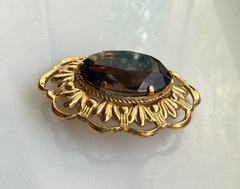Vintage Soviet gold-plated brown brooch pin