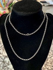 Vtg High Quality Rolo Sterling Silver 21 Gram Chain 30″ Opera-length 1940