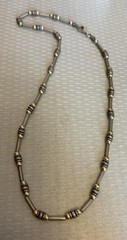 Vintage Sterling Silver and Gold Bead Necklace 19″ Foxtail Chain 925 2-Tone