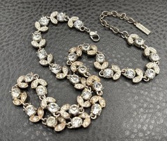 Vintage Signed Napier Crystal Rhinestone Silver Tone Choker Necklace 16-18” Long