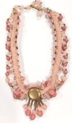 VTG W GERMANY Miriam Haskell Style Pink GLASS Petal ART GLASS Choker NECKLACE