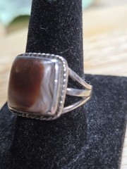 Vintage Sterling Silver Banded Agate Sardonyx Southwestern Artisan Ring Size 7