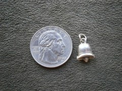 Small Plain Simple Bell Vintage Puffed Sterling Silver Bracelet Charm Pendant