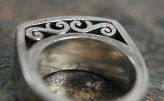 Vintage Brighton Signet Ring Size 6 925 Sterling Silver Fluted Scroll Filigree