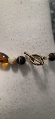 Beautiful Amber Glass Beaded & Stone Pendant Necklace 26 In