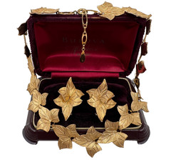 GOLD FILLED GERMANY SIGNED RETRO SET CLIP EARRINGS NECKLACE ENGLISH IVY LEAGUE