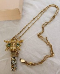 Vintage RARE HTF Retired Kirks Folly Angel Folly Dust Necklace/Pin w/Box 36″