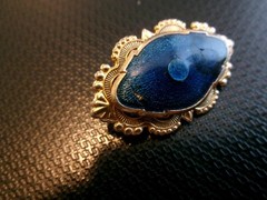 VINTAGE FREIRICH BLUE CABOCHON STATEMENT PIN BROOCH SEE DETAILS