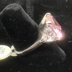 Vintage ESPO Sterling Silver Large Pink Cubic Zirconia Ring varied sizes