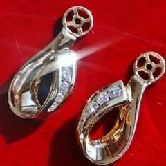 14k yellow gold earring jackets 0.42ct diamond vintage handmade 4.6gr N2864