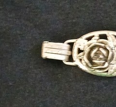 DANECRAFT Vintage Sterling Silver Floral Rose and Leaf Oval Link Bracelet RARE *