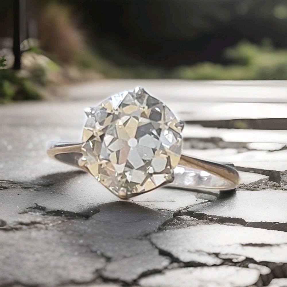 Platinum Vintage Engagement Ring 2.35ct. Lab Grown Round Old Euro Cut Diamond
