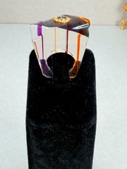 Lions International Abstract Raindown Ring Size 4.25 Vintage Lucite Modernist