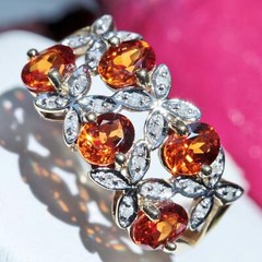 10k yellow gold flower ring 2.50ct Imperial topaz diamond size 7 vintage 3.5gr