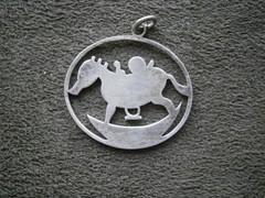 JMS Unusual Rocking Horse Vintage Sterling Silver Bracelet Charm Pendant 2.6g