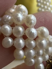 18 Inch Vintage Green Glass Genuine Pearl Necklace