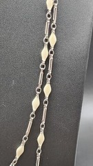 VTG Les Bernard Necklace Goldtone Cream Enamel 48″ Long Signed