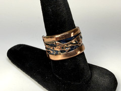 Beautiful Copper Engraved Open Back Wide Band Ring Size 8