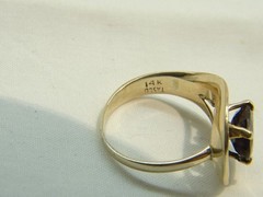 Vintage Unique MCM Tasco 14 K Gold 2 ct Oval Garnet Sz 6.5 Modernist Ring